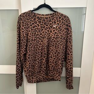 Nike Women’s Leopard Print Crew Sweatshirt - Brown/Black